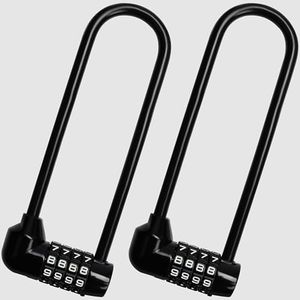 Kurtzy Antivol Velo Code à 4 Chiffres (Lot de 2) - 16 cm avec Longue Anse - Antivol Vélo Étanche avec Code Réinitialisable - Antivol Trotinette Electrique, Portails, VTT, Sport, École et Casiers