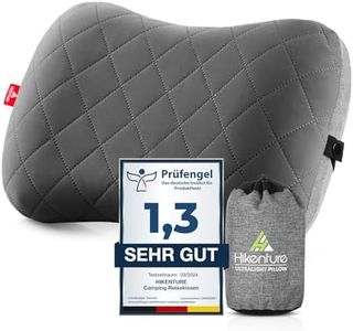 HIKENTURE Almohada Hinchable para Camping, Viaje, con Funda de Almohada extraíble, ergonómica, cómoda Almohada Cervical para Viaje/Exterior, Cuello Inflable Travel Pillow Gris…