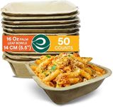 ECO SOUL 100% Compostable, Biodegradable, Disposable Palm Leaf Bowls, Like Bamboo Bowls, Eco-friendly | Sturdy, Microwave & Oven Safe (50, Medium 5.5" (16 Oz) | Square)