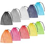 Geluode Nylon Mesh Bag,10 Pack Colorful Drawstring Mesh Stuff Sack 35x40 cm Multi Functional Storage Bag for Storage,Travel and Sports