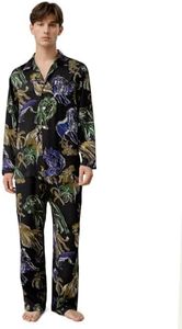 LilySilk 100% Silk Pajamas for Men Long Comfy Floral Sleepwear Loungewear 2pc Pjs Leo Zodiac M