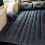 amazon basics Polyvinyl Chloride Car Bed for Back Seat - Black (Pack of 1)|Inflatable Bed with 2 Air Pillow & Air Pump |Portable Car Bed for Kids, Travel, Trips, Camping, Picnic, Pool & Beach