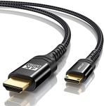 JSAUX Mini HDMI to HDMI Cable 15FT, [Aluminum Shell, Braided] High Speed 4K 60Hz HDMI 2.0 Cord, Compatible with Camera, Camcorder, Tablet and Graphics,Black