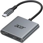 Acer SD 4.0 Card Reader, UHS-II Micro SD Card Reader USB C, Dual Slot Type C Memory Card Reader Adapter with 100W PD Port for MicroSD SDXC SDHC UHS-II & UHS-I Cards for iPhone 15/16, Laptop(Grey)