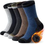 SIMIYA Merino Wool Hiking Socks for Men - 5 Pairs Thick, Warm, Thermal Winter Crew Socks for Cold Weather