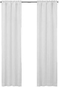 ECLIPSE Solid Minimalist Blackout Thermal Liner for Window Curtains with Drapery Hooks (2 Panels), 27" x 60", White
