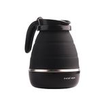 InstaCuppa Foldable Silicone Electric Kettle, 600 Ml,600 Watts,Travel Kettle, Fast Boiling, Food Grade Silicone, Collapsible Kettle, Portable, Boil Dry Protection For Travel, Home, & Office, Black