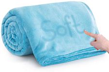 MOONLIGHT20015 Fleece Blanket Throws for Sofas - 400 GSM Blue Blankets Sofa Bed Throw Breathable, Cuddly, Fluffy & Warm (Light Blue, Double (150 x 200 CM))