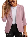 GRECERELLE Blazers for Women Lightweight Suit Jackets 3/4 Sleeve Casual Work Office Blazer Jacket with Pockets Pink-12