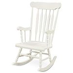 Giantex Rocking Chair Solid Wooden Frame Outdoor & Indoor Rocker for Garden, Patio, Balcony, Backyard Porch Rocker (1, White)