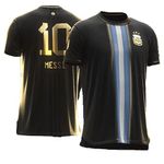 Messi 10 Home Boys Argen Football Jersey (Kid's, Boy's & Men's) (L, Black)