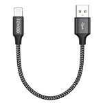 RAVIAD iPhone Cable Short [1FT/30CM, MFi Certified] Nylon Braided iPhone Charger Cable USB Fast Charging Lightning Cable for iPhone 13 12 11 Pro Max X XS XR 10 8 8 7 Plus 6 6s 5s 5 SE 2020 - Black