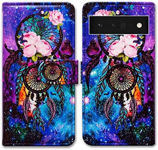 Pixel 6 Pro Case,Bcov Dream Catcher Galaxy Sky Leather Flip Phone Case Wallet Cover with Card Slot Holder Kickstand for Google Pixel 6 Pro