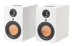 Mitchell Acoustics uStream One Powered Bluetooth Speakers - NO CONNECTING WIRE BETWEEN L&R - turn your Amazon Echo into a voice activated wireless stereo system - White