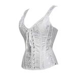 Hengzhifeng Corsets Women's Gothic Brocade Strap Bustiers Party Top Plus Size (Small,White)