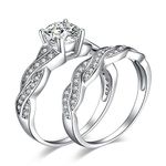 JewelryPalace White Gold Plated 925 Sterling Silver Promise Rings for Women, Wedding Eternity Engagement Rings for her, Infinity Anniversary Simulated Diamond Ring Set, Girls Womens Jewellery Gifts N