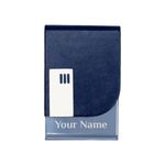 Giftana Personalized Card Holder with Name, PU Leather Steel Business Card/Debit Credit Card Holders for Men and Women, Diwali Gifts, Diwali Corporate Gift for Employees (1.5 x 9.5 x 6.5 cm - Blue)