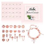 Naler Advent Calendar 2024 Christmas Advent Jewelry Pendant Charms Gift for Women DIY Fashion Bracelet Necklace Xmas Countdown Calendar Gifts (Rose Gold)