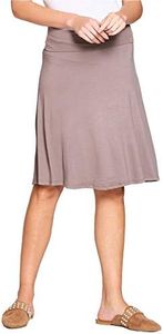 Popana Womens Casual Knee Length A-Line Stretch Midi Skirt Plus Size Made in USA Size 2X Toffee