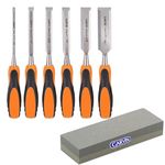 GARVIN Tools 7Pcs Wood Carving Chisel Set with Sharpening Stone, Chrome Vanadium Steel Wood Carving Tools, Woodworking Chisels Wood Chisel Kits 6/13 / 19/25 / 32 & 38mm