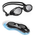 TOPLUS Swimming Goggles, No Leaking Anti Fog UV Protection Swim Goggles Soft Silicone Nose Bridge for Men, Women, Junior, Kids (Black&gey)