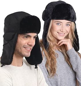 Winter Trapper Hat - Russian Ushanka Trooper Aviator Hats for Men & Women - Snow Eskimo Hat with Ear Flaps for Cold Weather