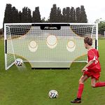 PROGOAL Soccer Goal Target Training Nets - 24x8FT/17x6.6FT/11x6FT Soccer Training Aide with 7 Highlighted Orange Scoring Zones,Portable Training Equipment with Carrying Bag & Bungee Cord(Futsal)