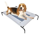 BESTIE PET PRODUCTS Large Elevated Cooling Dog Cot Bed with High-Strength Powder Coated Steel Frame,Breathable Mesh,Rust-Proof,Easy to Clean,and Perfect for Indoor/Outdoor Use- 44 X 26 X 8 Inches,Grey