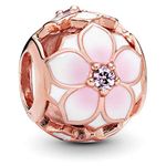 Pandora Magnolia Bloom Rose Gold Charm, Pink Crystals and Mixed Enamel, 782087NBP