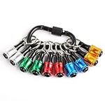 Katerk Portable 10pcs Bit holder Keychain Light Weight 1/4 inch Hex Shank Drill Screw Adapter Quick-change Screwdriver Electrician Tools Organizer