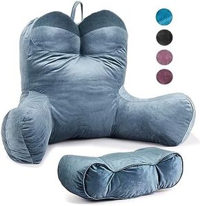 daguizu Reading Pillow 31”Wx21”H Back Pillow for Bed Sitting Up Bed Pillow with Shredded Memory Foam with Arm Backrest Back Support Pillow with Leg Pillow and Pockets for Reading/Gaming/Relaxing-gray