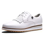 FootJoy Women's Sport Retro Golf Shoe, White/White/Grey, 7.5