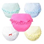 JIEYA Baby Gilrs Cotton Underwear with Bow-Knot Briefs Panties, Pack of 3 or 5 (Tag Size 110(Suggest 0-2 Year), 5 Pack:Yellow&Hot Pink&White&Purple&Blue)