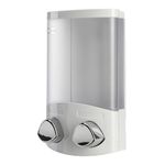 Croydex Wall Mounted Soap Dispenser - Eliminates Shower Clutter, Easy to Refill and Has a Pre-Measured Pump for Your Shower Gel, Shampoo and Conditioner, Mount On Corner or Flat Wall (White, 2x320ml)