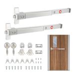 BEAMNOVA 2 Pack Commercial Door Push Bars Panic Exit Device Alarm Exterior Lever Lock Key Gate Roller Strike Plate End Cap Universal Emergency Hardware, for 27.5 to 41 inches Wide Door, Metallic