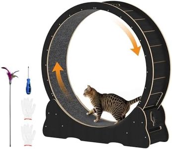 JFHID Cat Exercise Wheel for Indoor Cats, Quiet Large Cat Treadmill with Detachable Carpeted Runway & Lock, 41.3” Exercise Running Wheel for Pet’s Health and Entertainment, (Black, L)