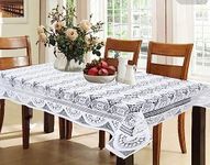 Kuber Industries Dining Table cover 6 Seater|Table Cloth for 6 Seater Dining Table|Finest Cotton & Washable|Indoor and Outdoor Use 90x60 (White)