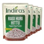 Indira's Ragi Huri Hittu, Tasty Popped Ragi Flour (400g x 4), Sugar Free Ragi Malt Mix, Instant Ragi Porridge Mix, Laddu Mix, Roasted Finger Millet Powder, Atta, Taidalu, Nachni, Mandua