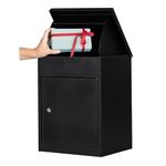 Atahome Aspendos Medium Metal Parcel Delivery Box Parcel Drop Box for Secure Multiple Internet Deliveries, Wall Mountable Weatherproof Sturdy Mailbox for Outdoor and Porch (Black)