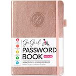 GoGirl Password Book with Alphabetical tabs – Internet Address & Password Keeper Logbook for Password Organization, Journal Notebook for Saving Website Logins. Medium Size 13.5 x 19cm - Rose Gold