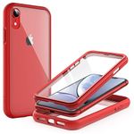 JETech Case for iPhone XR 6.1-Inch with Built-in Anti-Scratch Screen Protector, 360 Degree Full Body Rugged Phone Cover Clear-Back (Red)