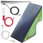 Solar Powered Electric Fence Energiser X-Stop 0040 2 Km Range Full Kit Includes Earth Stake and All Leads Plus USB Charge Cable For Horses and Other Animals