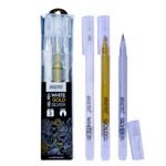 BRUSTRO Assorted Gel Pen (White, Gold and Silver)|1mm Metal Tip - Set of 3,Opaque and Viscous Ink|Ideal For Drawing,Writing,Highlighting,Doodling,Scrapbooking,Mandala Art,Illustration