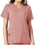 Carhartt Women's V-Neck Tech Scrub Top, Mauve, Small