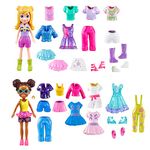 Polly Pocket Sparkle Cove Adventure Dolls, Clothes and Accessories Set, Fashion Pack with 4 Dolls (3-inch) and 45+ Total Pieces, HKW10