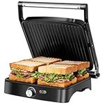 Aigostar Panini Maker Electric BBQ Grill, 1800 W, Cool Touch Electric Griddle Sandwich Press