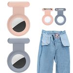 2 Pack Holder Case Compatible for Airtag Tracker, Silicone Hidden GPS Kid Airtag Holder with Invisible Pin, Anti Lost Apple Air Tag Case Cover for Toddlers, Elderly, Pet, Clothing(Pink and Gray)