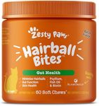 Zesty Paws Hairball Bites for Cats - Cat Furball Support - Functional Supplement with Omega 3 Fish Oil EPA & DHA + Zinc, Biotin & Psyllium Husk - Supports Gut & Skin Health - 60 Count