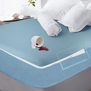 Trance Home Linen Zippered Chain Cotton Waterproof Mattress Protector|Dust Mite Proof, Bed Bug Protection Mattress Cover for King Bed Size with 8 inch Thick (78 x 72 x 8 inches, Sky Blue)