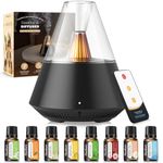 Essential Oil Diffuser Aromatherapy Diffuser with 8x10ml Essential Oils Air Fresh Aroma Scent Humidifier Diffuser with Waterless Auto-Off and LED Candle Light for Home,Bedroom,Office,Yoga Black